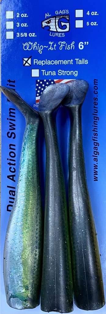 Al Gag's Whip-It Fish Replacement Tail 3 Packs
