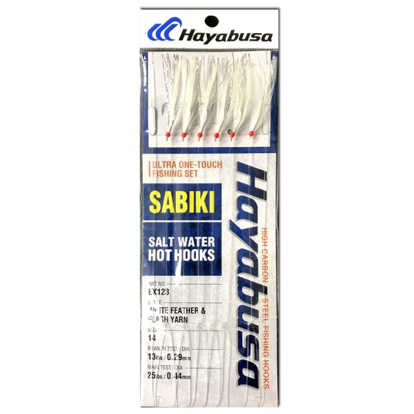 Hayabusa Sabiki EX123 White Feather Bait Catching Rigs – White Water  Outfitters