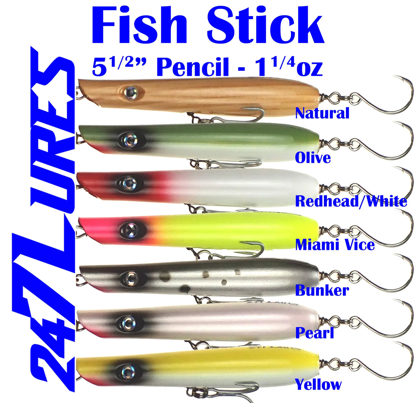 247 Lures Fish Stick Pencil Popper – White Water Outfitters 247 Lures Fish Stick Pencil Popper – White Water Outfitters