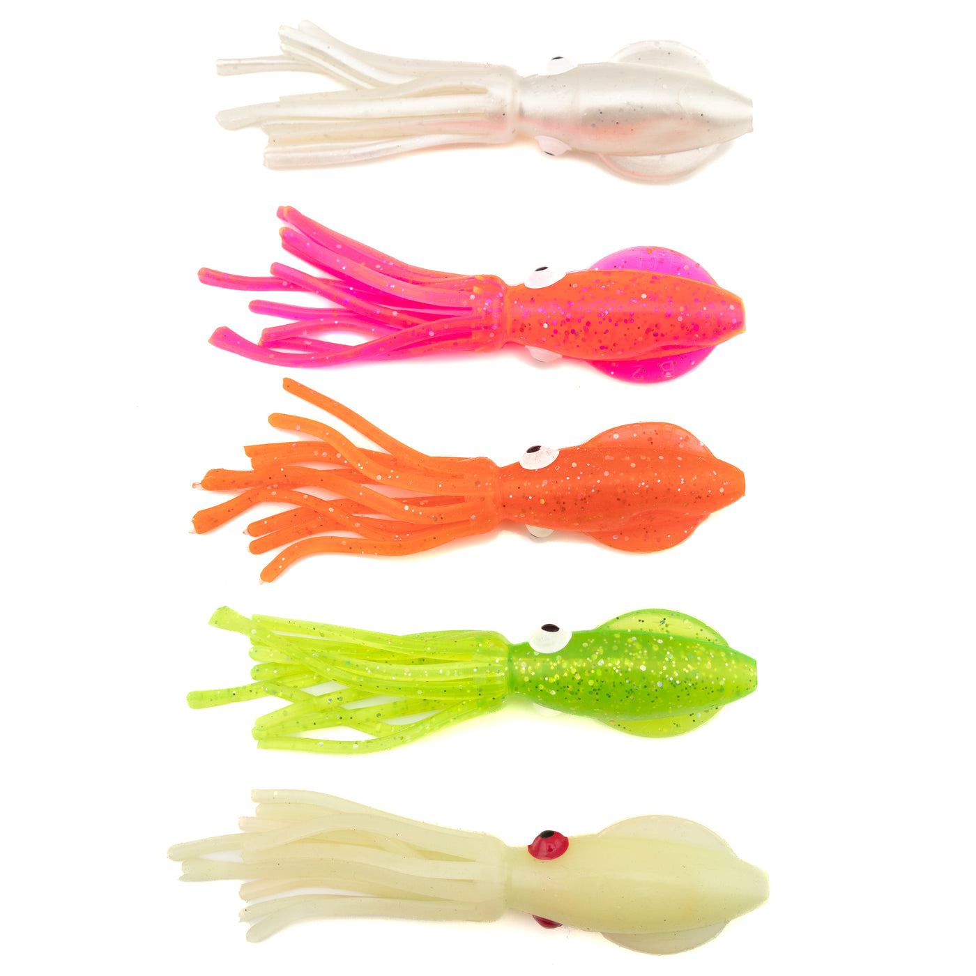 Soft plastic bait for fishing octopus, squid, multicolor