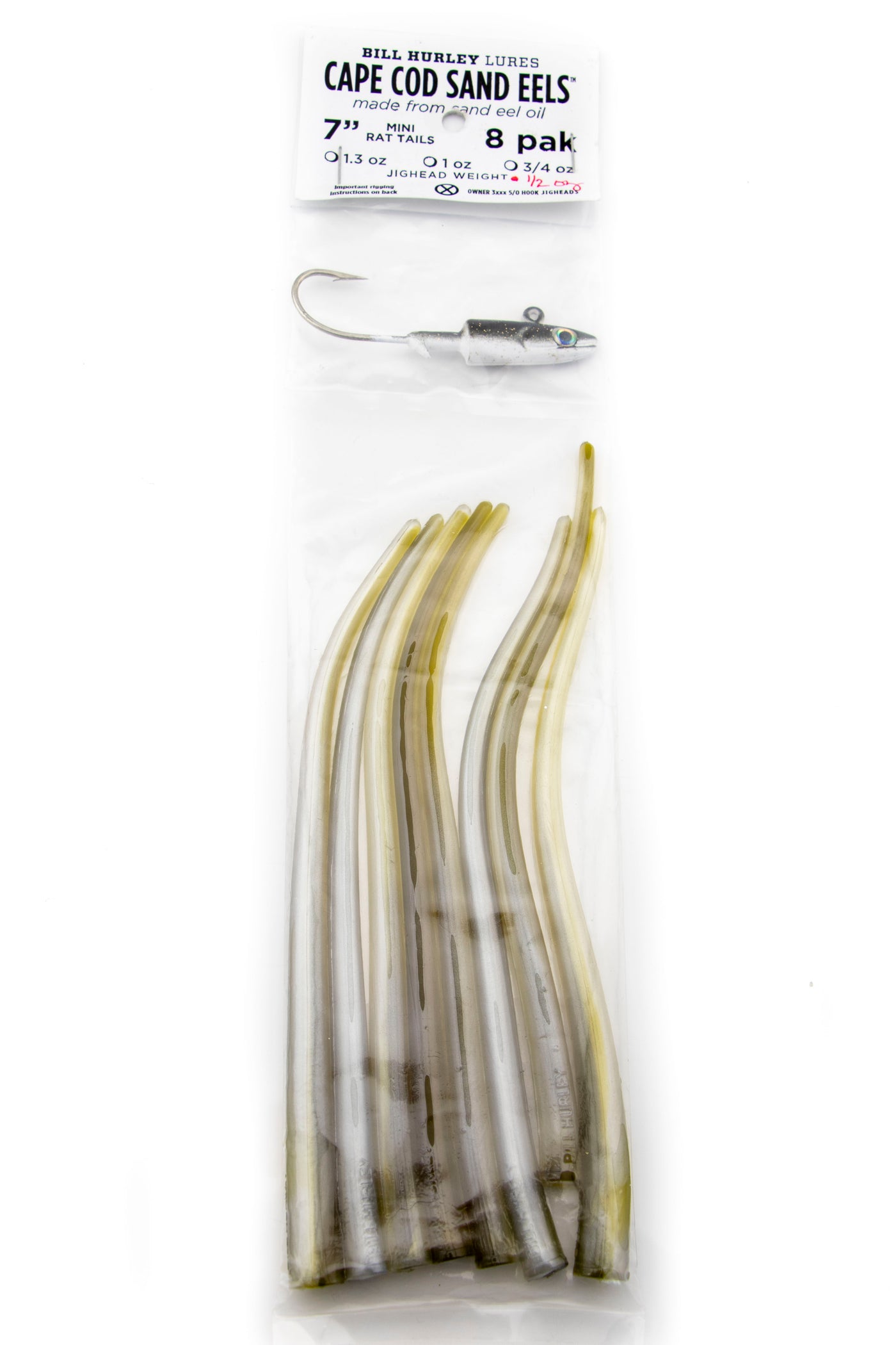 cape cod surf fishing lures Bill Hurley Cape Cod Sand Eel 7" Mini Rat Tails – White Water Outfitters