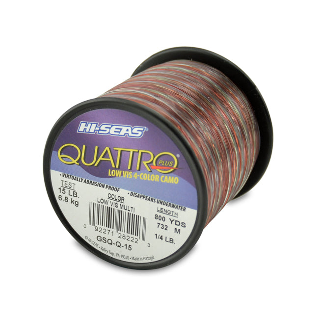 Hi-Seas Quattro Low-Vis Camo Monofilament Line - 1/4 lb. Spools